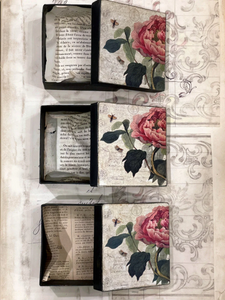 4" French Rose Paper Mache Square Box