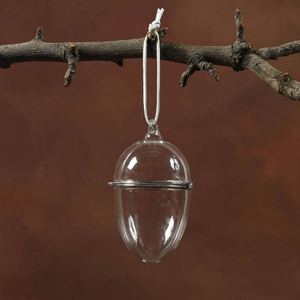 Ephemera Filled Glass Egg with Cord Hanger