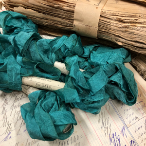 Distressed Aged Emerald Green Ribbon Approximately 5 yards