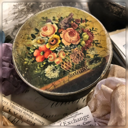 3" French Floral Paper Mache Round and oval Boxes