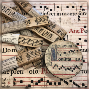 3" Illuminated Gregorian Chant Music Paper Mache Round Boxes