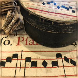 3" Illuminated Gregorian Chant Music Paper Mache Round Boxes