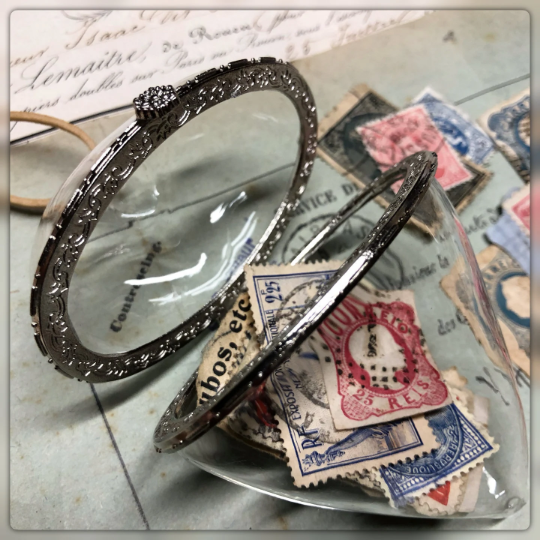 Ephemera Filed Glass Heart with Cord Hanger
