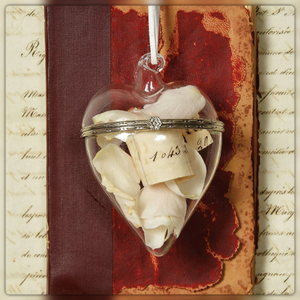 Ephemera Filed Glass Heart with Cord Hanger