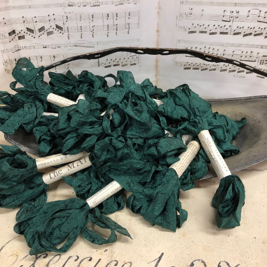 Distressed Aged Hunter Ribbon Approximately 5 yards