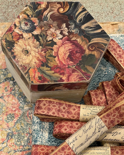 Large Botanical Reproduction Mache Box
