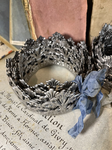 10 ft long Antique Style Silver Metal Trim Ribbon