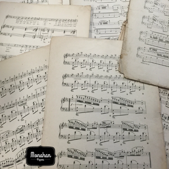 Large Antique French Music Sheets Bundled in 5's