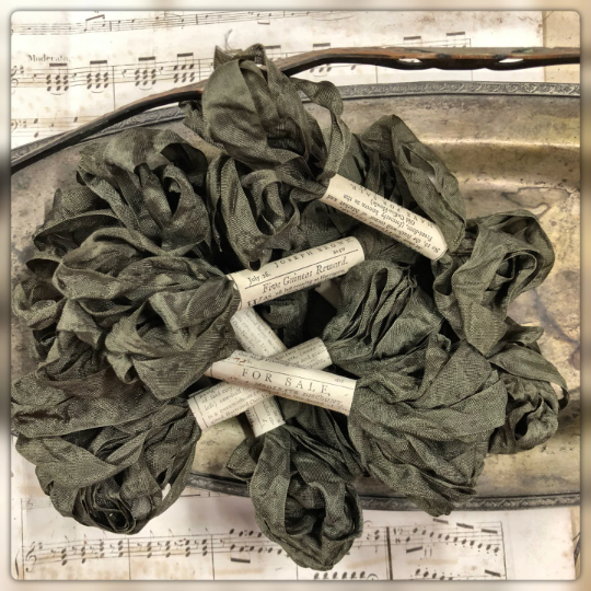 Distressed Aged Olive Drab Ribbon Approximately 5 yards