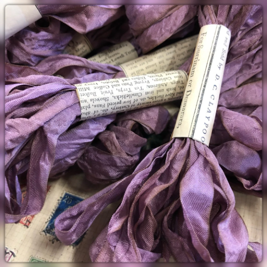 Distressed Aged Orchid Ribbon Approximately 5 yards