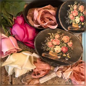 5” Rose Bouquet Paper Mache Oval Box