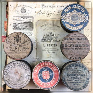 3" French Apothecary Paper Mache Round Boxes