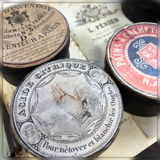 3" French Apothecary Paper Mache Round Boxes