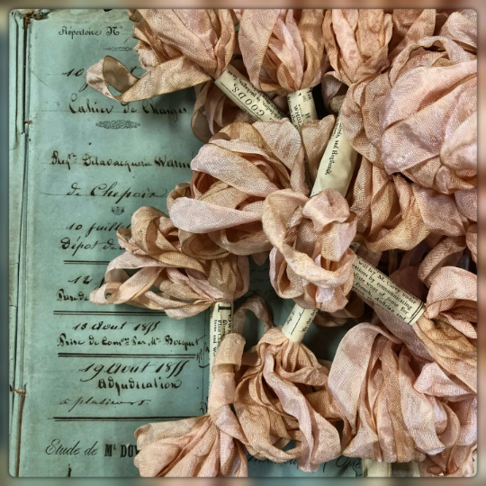 Distressed Aged Pale Pink Ribbon Approximately 5 yards