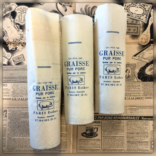 Vintage French Pork & Lard containers from France