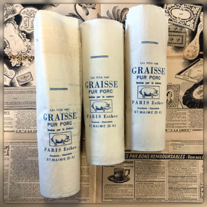 Vintage French Pork & Lard containers from France