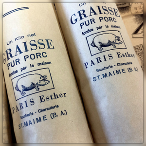 Vintage French Pork & Lard containers from France