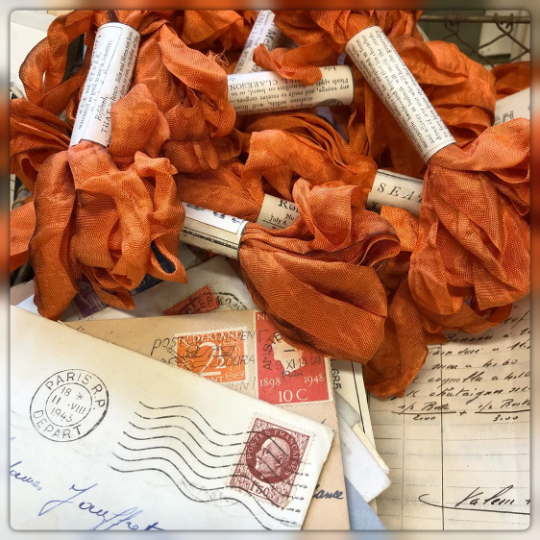 Distressed Aged Pumpkin Ribbon Approximately 5 yards