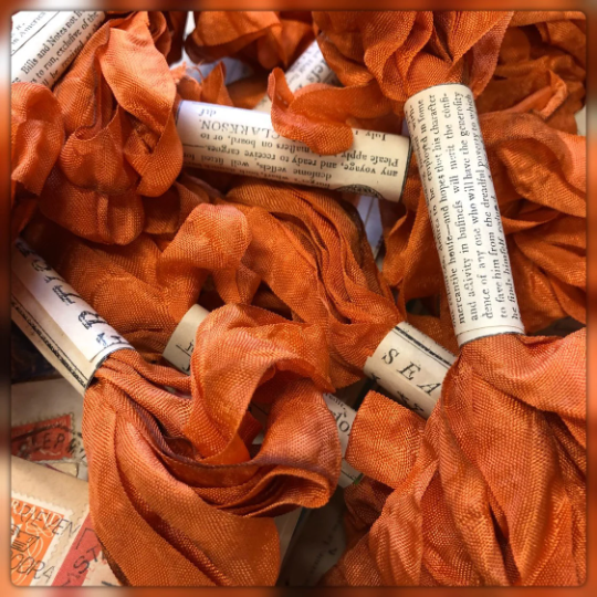 Distressed Aged Pumpkin Ribbon Approximately 5 yards